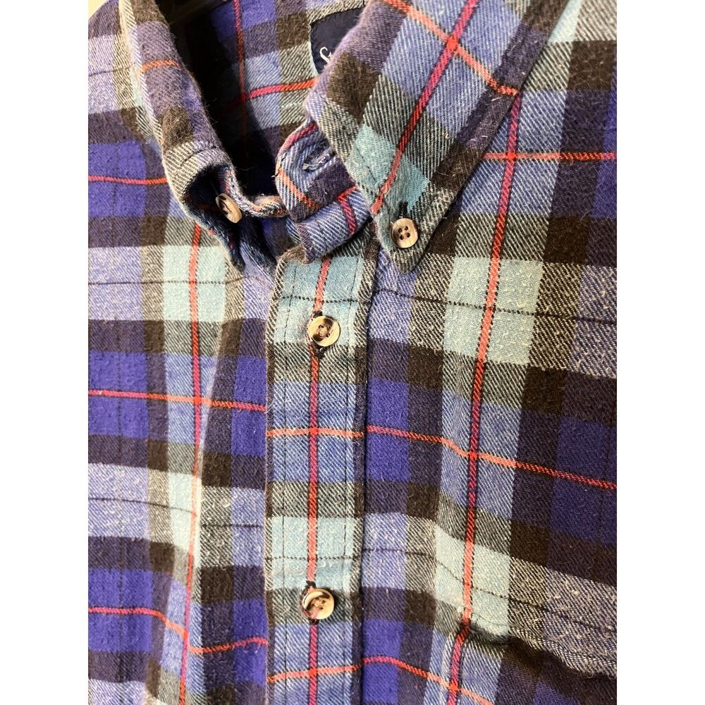 Vintage 90s Stanley Blacker Men’s XLT Plaid Flannel Shirt 100% Cotton USA
